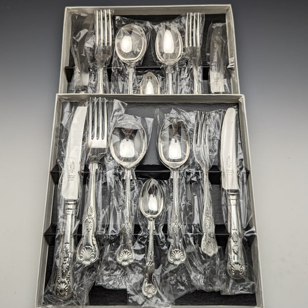 British vintage silver plate cutlery 7 pieces x2 set dead stock